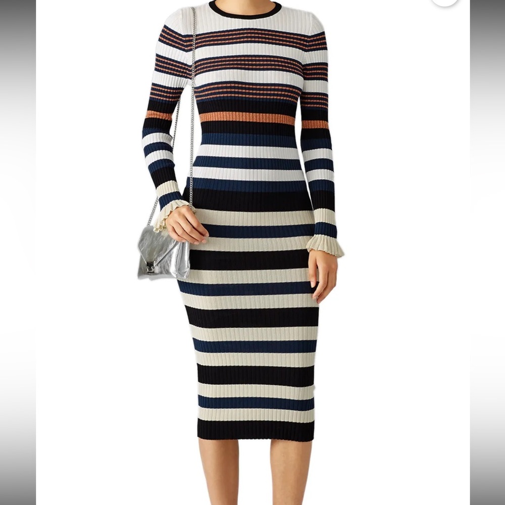 Opening Ceremony long sleeve striped midi dress Harvest white